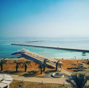 Scenic view of sea against clear sky