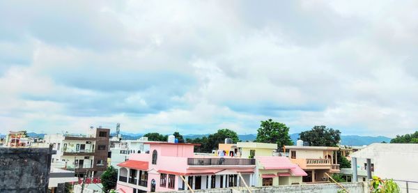 High angle view of townscape against sky