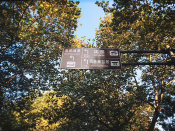 Low angle view of information sign