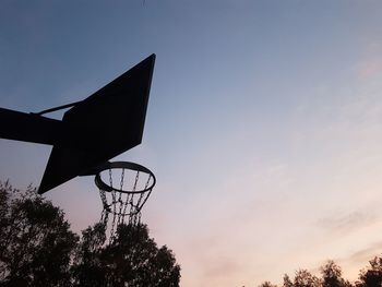 Low angle view of basketball hoop against sky