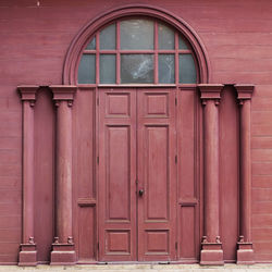 Closed door of building