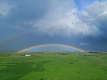 Scenic view of rainbow against sky