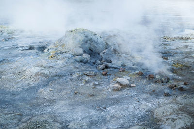 Waves breaking on rocks