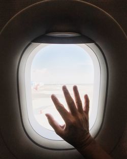 Close-up of airplane window