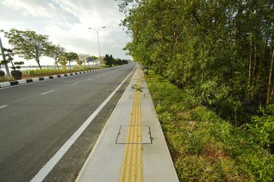 Road amidst trees against sky