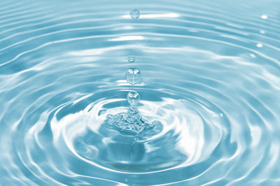 Close-up of drop falling in water