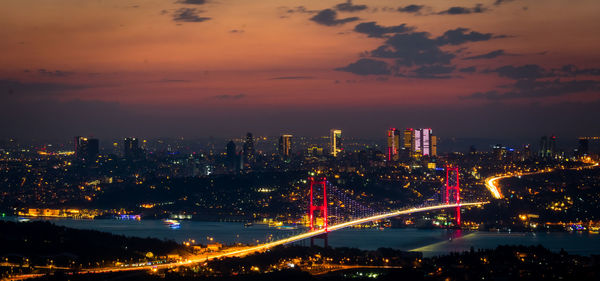 Illuminated city at night