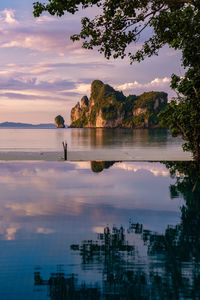 Scenic view of sea against sky during sunset