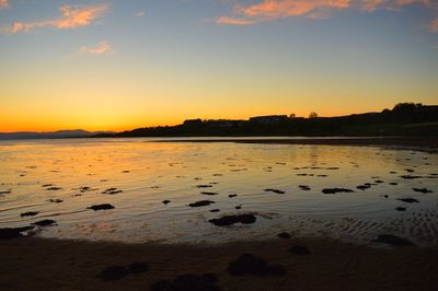 Scenic view of sea against sky at sunset