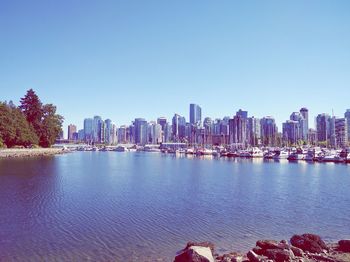 Cityscape against clear sky