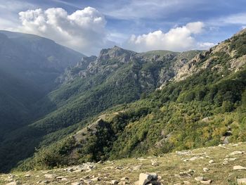 Scenic view of mountains against sky