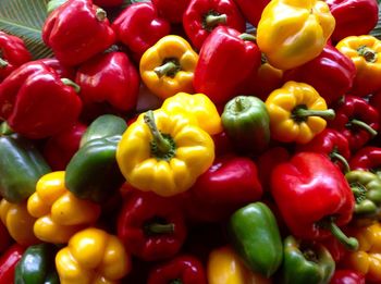 Full frame shot of multi colored bell peppers