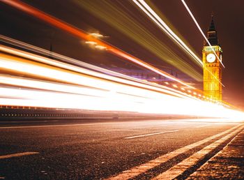 Light trails on road