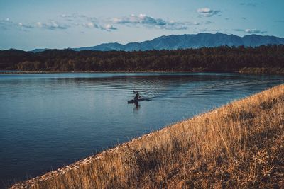 Scenic view of lake against sky