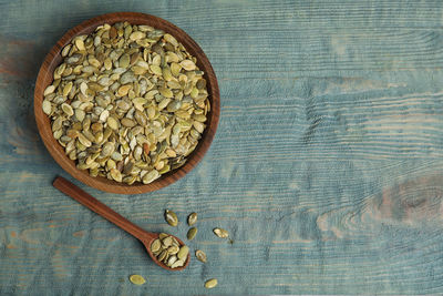 Directly above shot of food in bowl on table