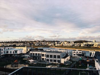 High angle view of townscape against sky