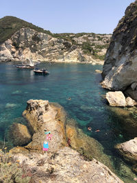 Scenic view of sea against clear sky