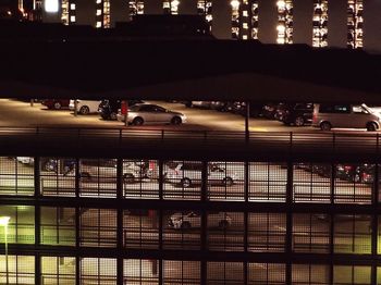 View of bridge in city at night