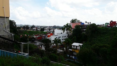 High angle view of townscape against sky