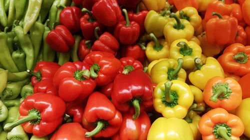 High angle view of vegetables for sale in market