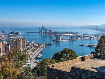 High angle view of sea against sky