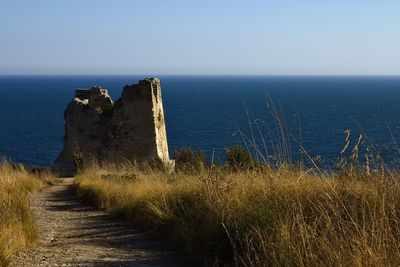 Scenic view of sea against clear sky