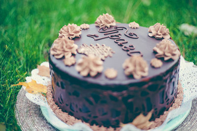 Delicious chocolate homemade round cake delicious vegan chocolate bakery photos with selective focus