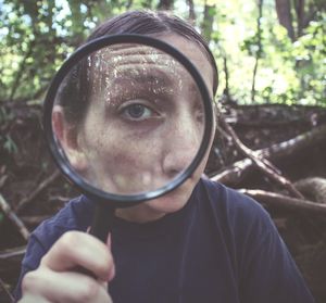 Close-up portrait of man wearing mask