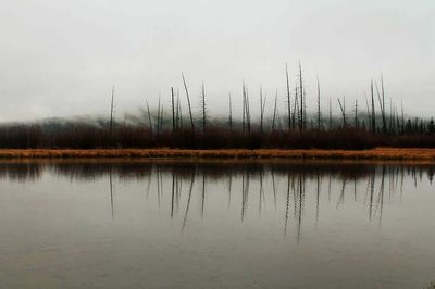 Scenic view of lake against sky