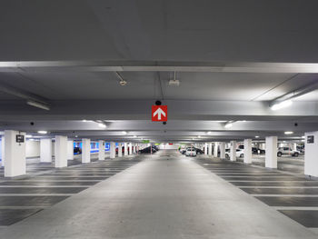 Interior of illuminated underground parking lot