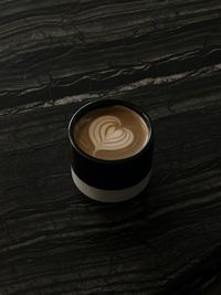 High angle view of coffee on table