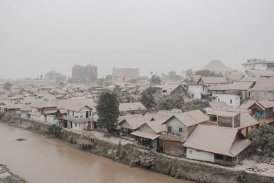 High angle view of townscape against sky