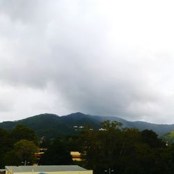 Scenic view of mountains against cloudy sky