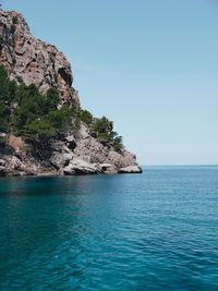 Scenic view of sea against clear sky