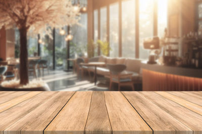 Close-up of empty wooden table