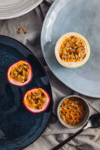 High angle view of fruits in bowl