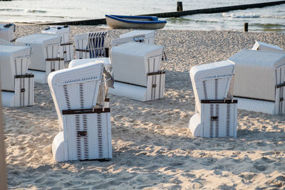 Hooded chairs on beach