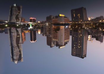 Illuminated city at night