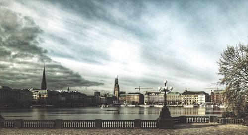 River against cloudy sky