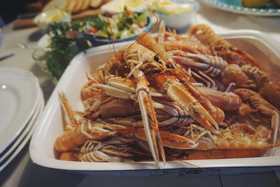 Close-up of cooked crayfish