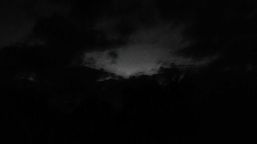 Low angle view of cloudy sky at night