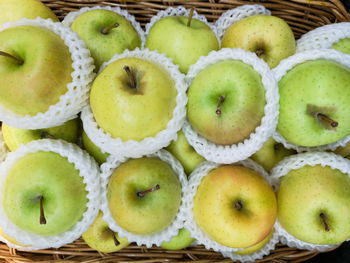 Full frame shot of apples in basket