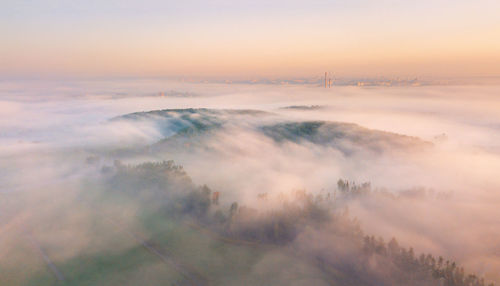 High angle view of cloudscape during sunset