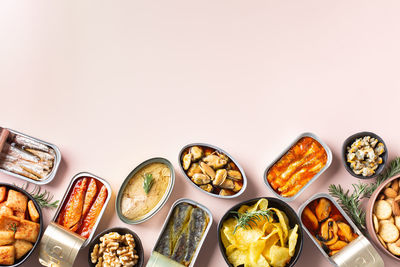 High angle view of food on table