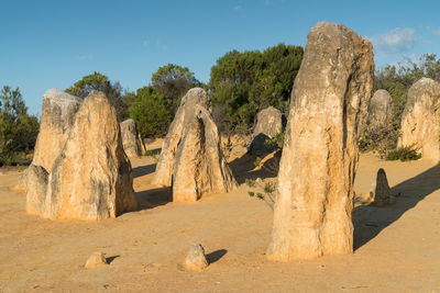 Panoramic view of rock formations in desert