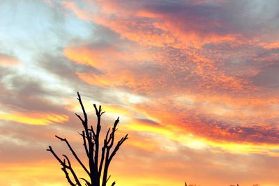 Low angle view of cloudy sky at sunset