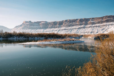 Scenic view of lake against sky