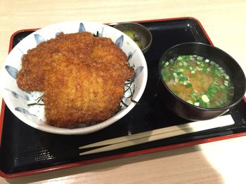 High angle view of food in plate