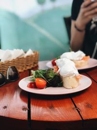 Close-up of meal served in plate on table