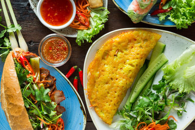 High angle view of meal served in plate